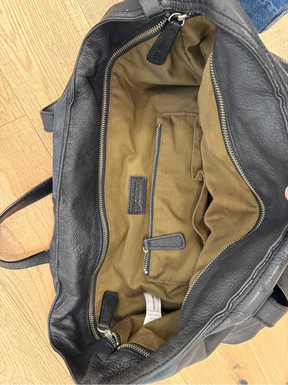 J. Crew Black Leather Tote with Gold Hardware